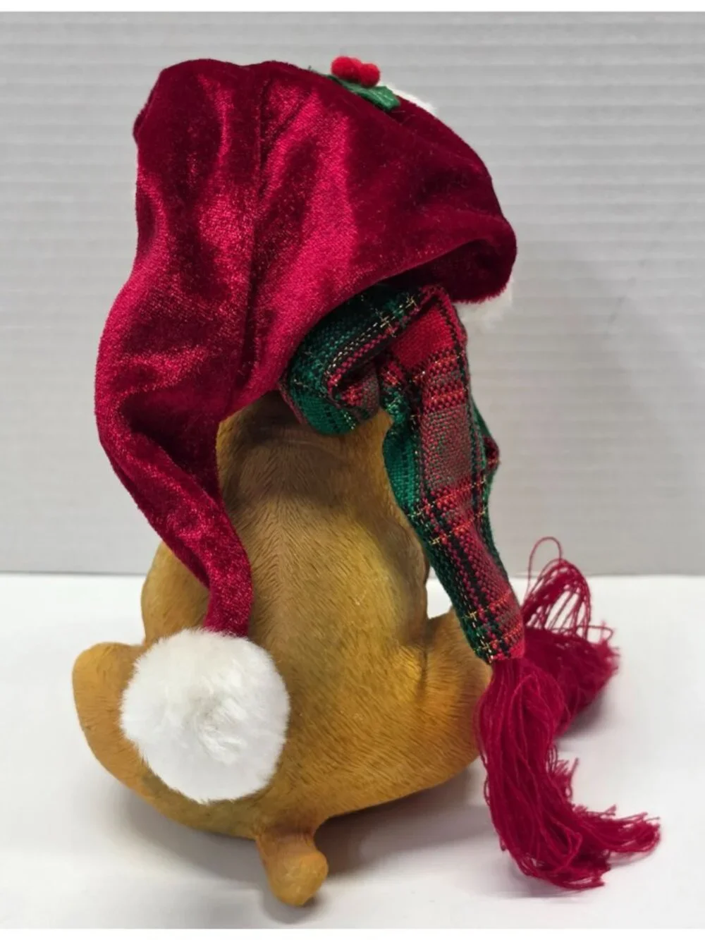 Christmas Boxer Puppy Dog Figurine Santa Hat Scarf Resin Holiday Decor 8